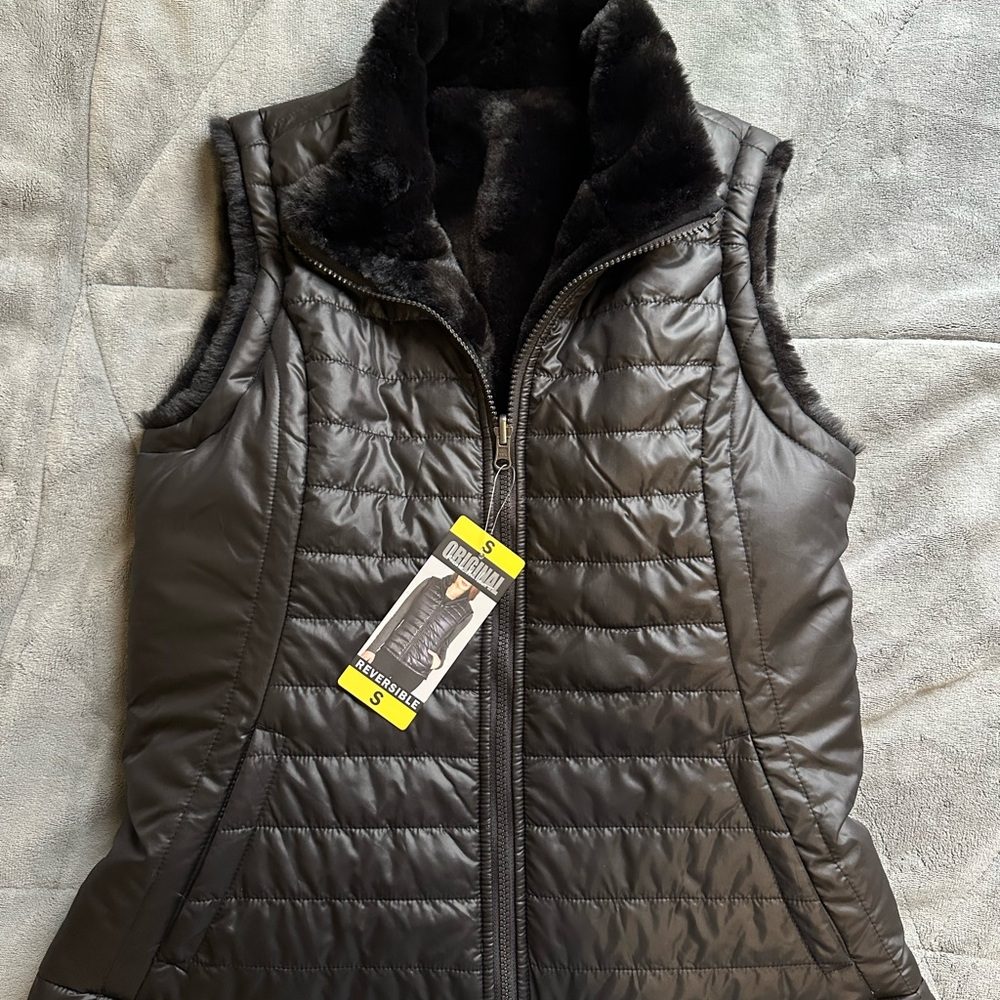 Black fuzzy vest